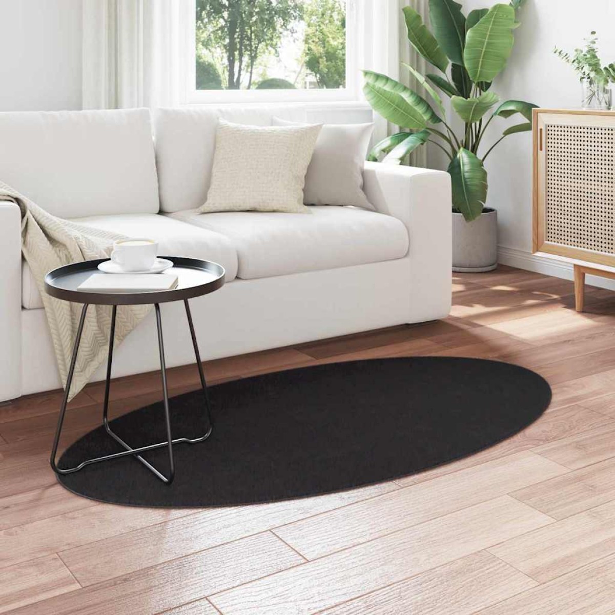 vidaXL Χαλιά χώρου Ωοειδής HUARTE Μαύρο 80 x 150 cm 100% Πολυεστέρας