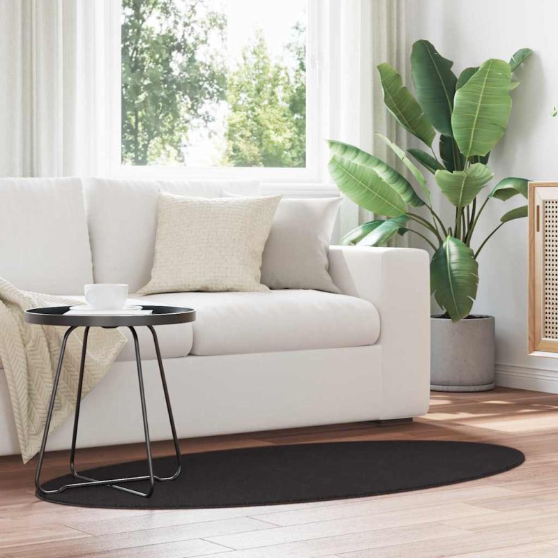 vidaXL Χαλιά χώρου Ωοειδής HUARTE Μαύρο 80 x 150 cm 100% Πολυεστέρας