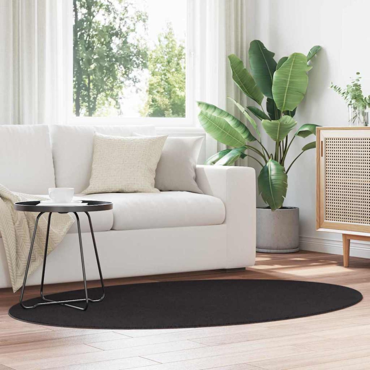 vidaXL Χαλιά χώρου Ωοειδής HUARTE Μαύρο 120 x 170 cm 100% Πολυεστέρας