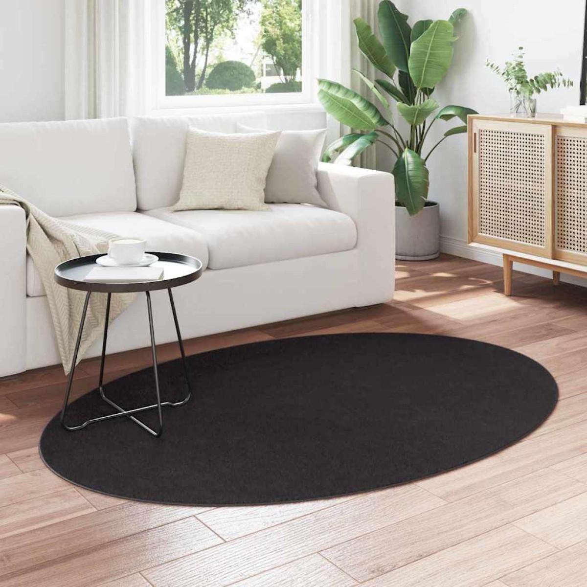 vidaXL Χαλιά χώρου Ωοειδής HUARTE Μαύρο 120 x 170 cm 100% Πολυεστέρας