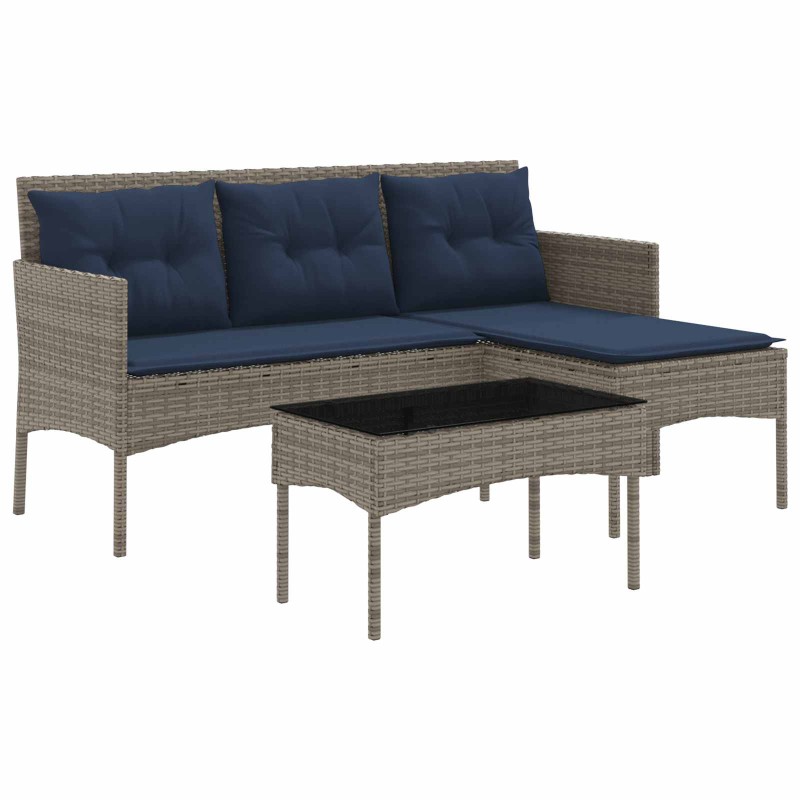 vidaXL Σετ Καναπέ Κήπου 2 τμχ. Γκρι και Navy Blue συνθετικό ρατάν