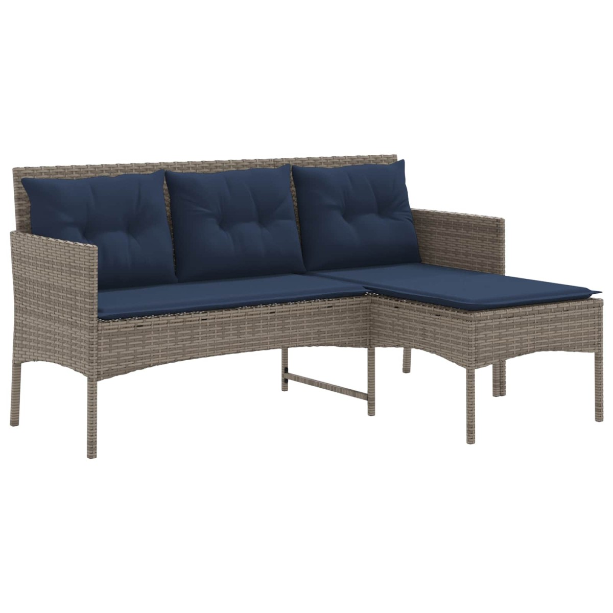 vidaXL Σετ Καναπέ Κήπου 2 τμχ. Γκρι και Navy Blue συνθετικό ρατάν