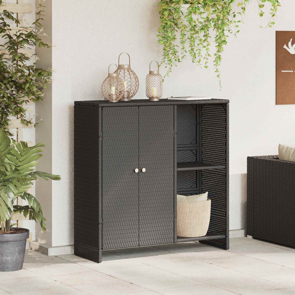 vidaXL Ντουλάπι αποθήκευσης με ράφι Μαύρο 100 x 36 x 102 εκ Ρατάν