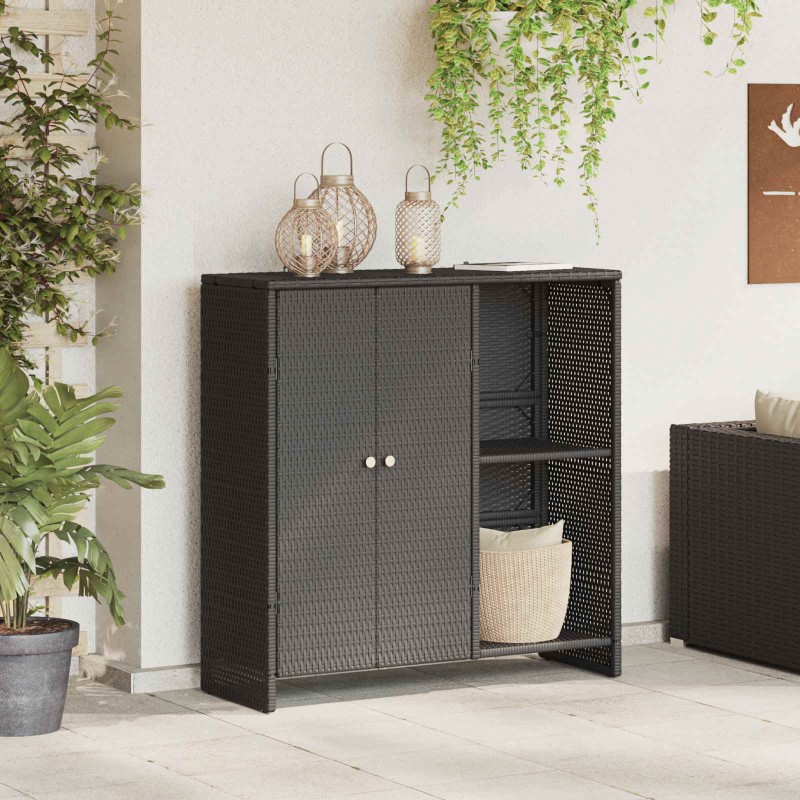 vidaXL Ντουλάπι αποθήκευσης με ράφι Μαύρο 100 x 36 x 102 εκ Ρατάν