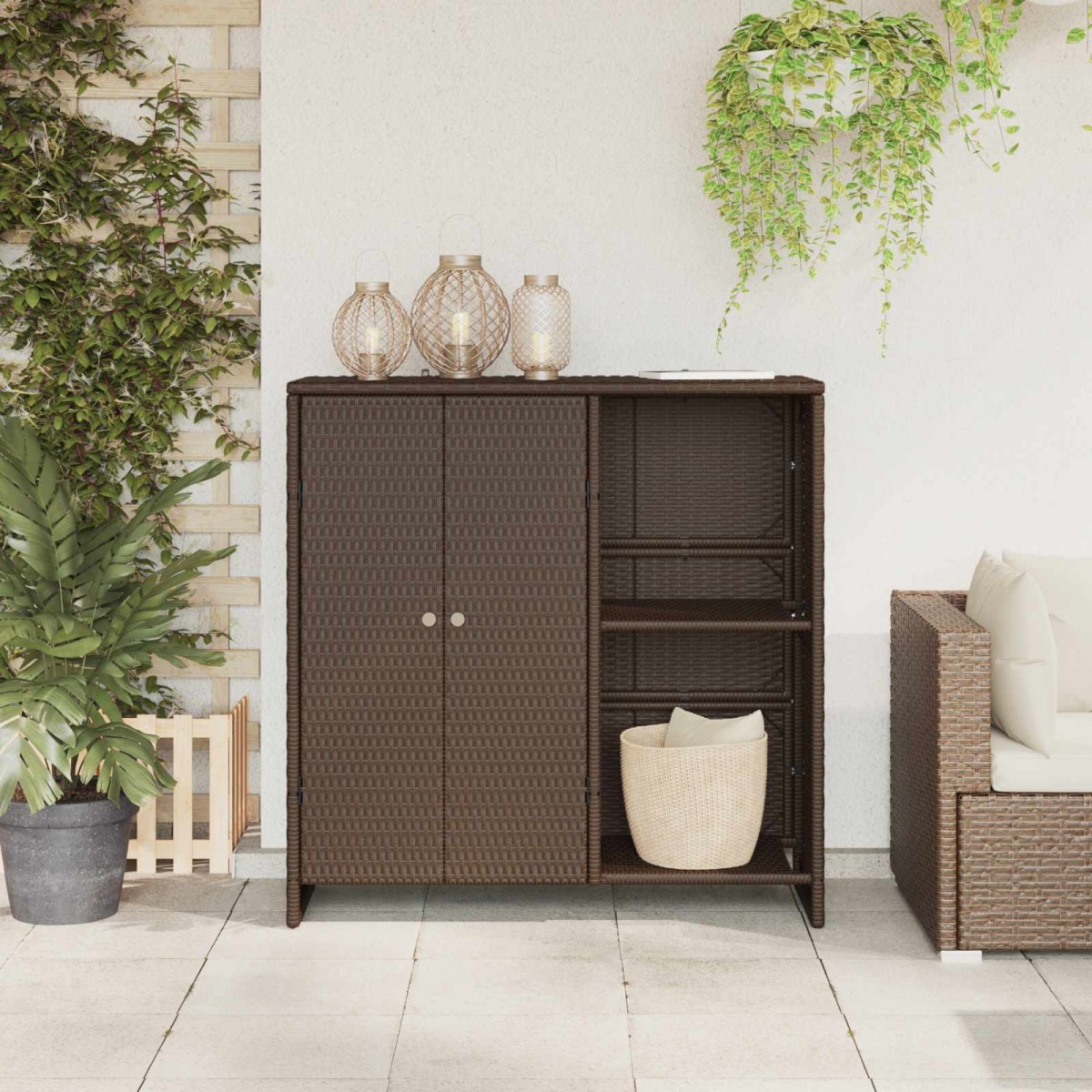 vidaXL Ντουλάπι αποθήκευσης με ράφι Καφέ 100 x 36 x 102 εκ Ρατάν