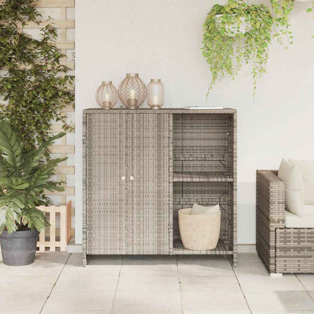vidaXL Ντουλάπι αποθήκευσης Ανοιχτό γκρι 100 x 36 x 102 εκ Ρατάν