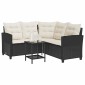 vidaXL Καναπές Κήπου με Τραπέζι & Μαξιλάρια σε Σχήμα L από Μαύρο Συνθετικό Ρατάν
