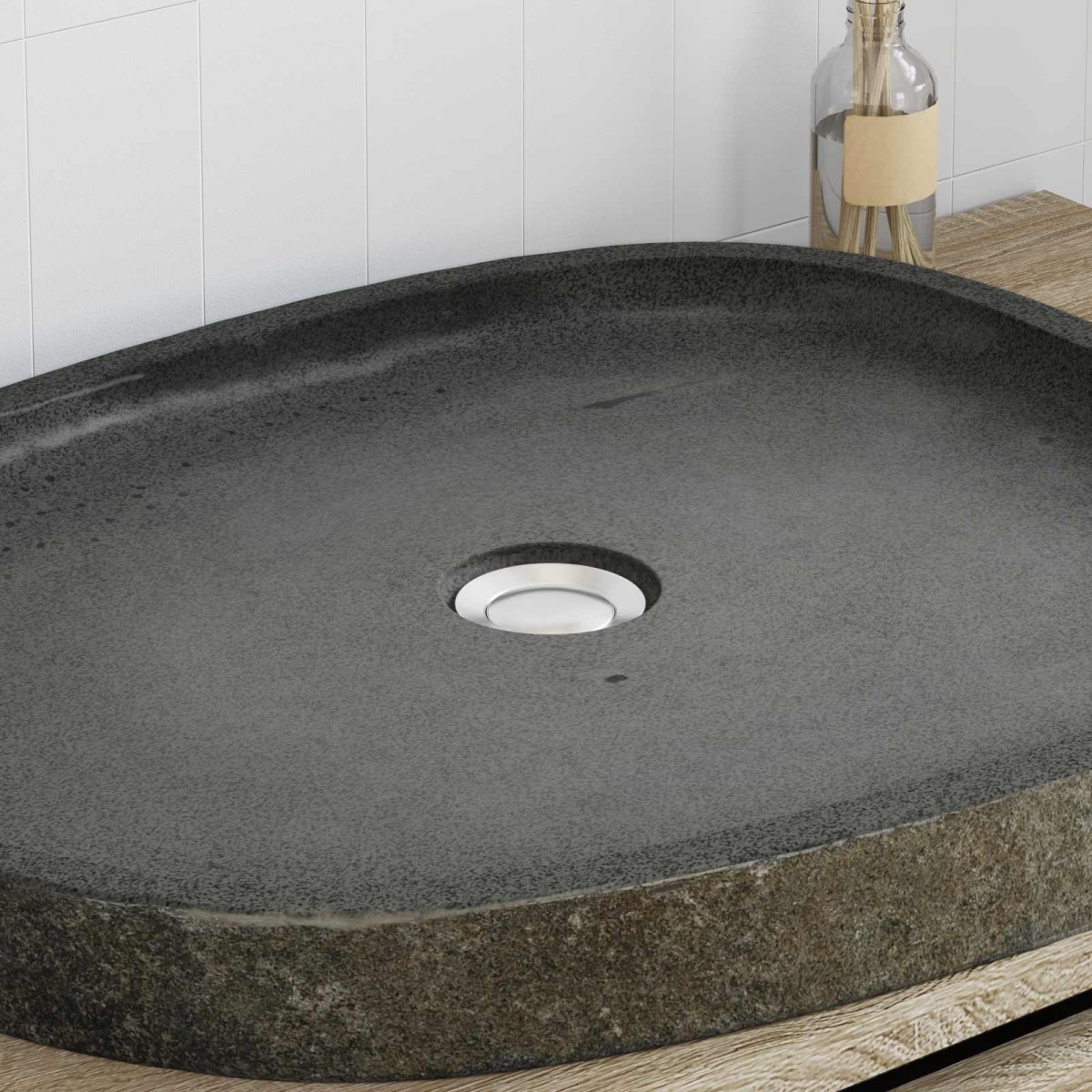vidaXL Λεκάνη Πλυσίματος Γκρι 65 x 50 x 6 εκ. Πέτρα Ρέματος