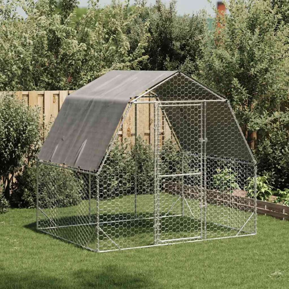 vidaXL Τρέξιμο για κοτόπουλα με οροφή 2,5x2x2,25 μ. από Γαλβ. Χάλυβα