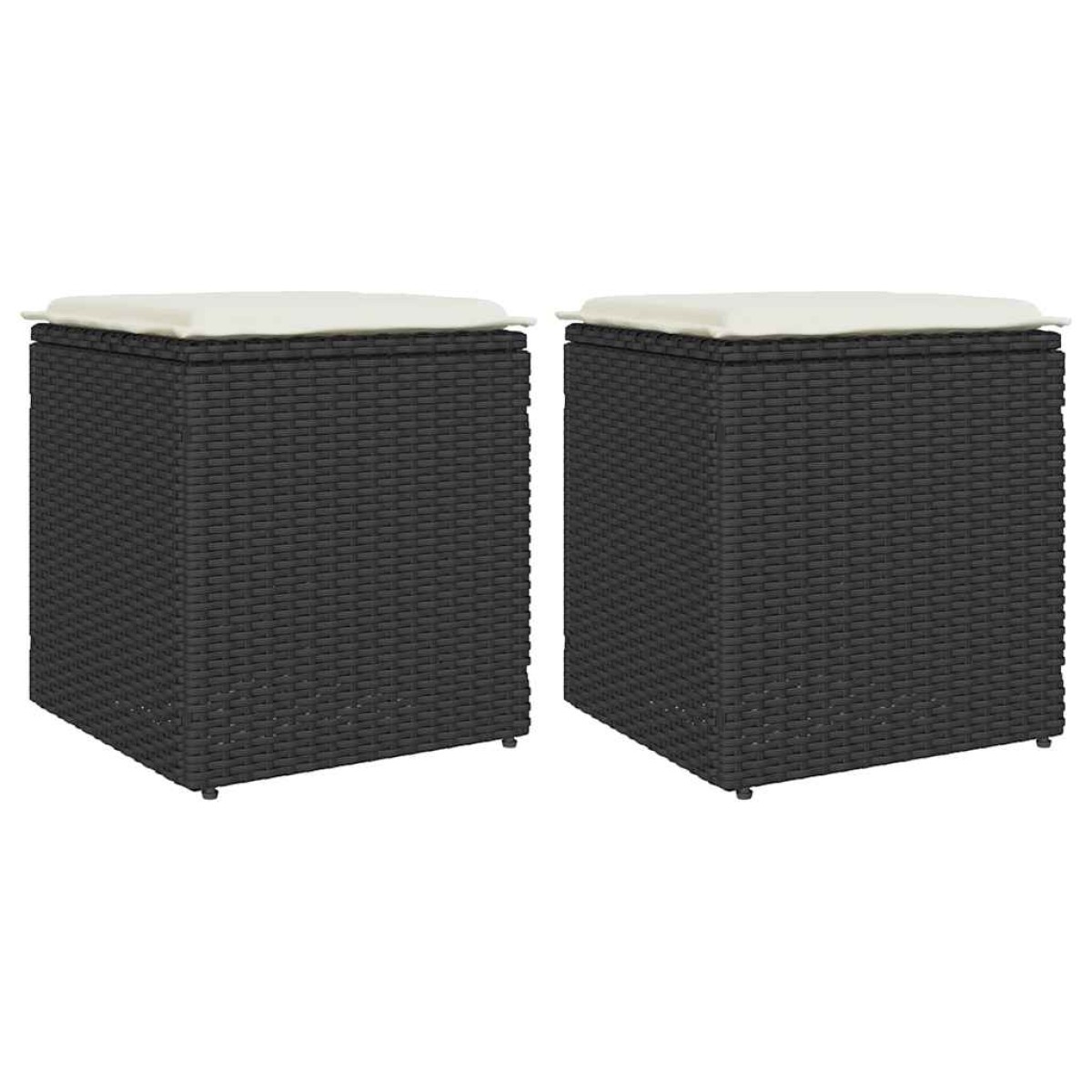 vidaXL σκαμπό κήπου με μαξιλάρια 2 τεμάχια Μαύρο 40x40x43 cm