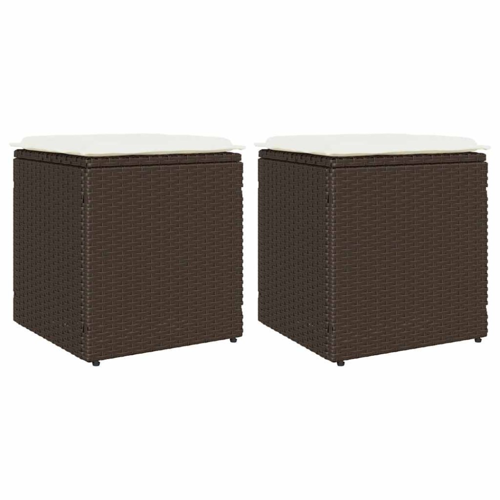 vidaXL Σκαμπό κήπου με μαξιλάρια 2 τεμάχια Καφέ 40x40x43 cm