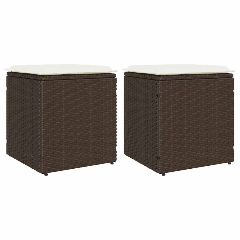 vidaXL Σκαμπό κήπου με μαξιλάρια 2 τεμάχια Καφέ 40x40x43 cm