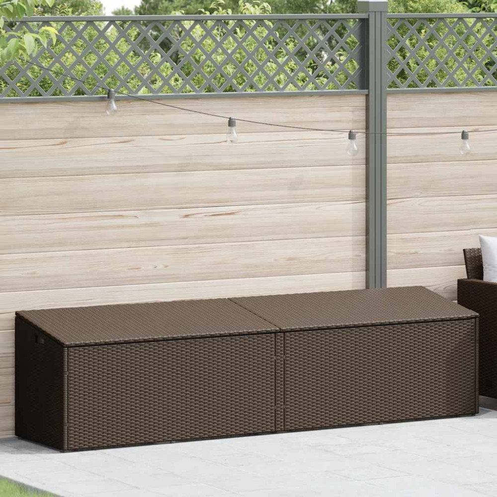 vidaXL Κουτί Αποθήκευσης Κήπου Καφέ 220 x 50 x 58 εκ. από Συνθετικό Ρατάν