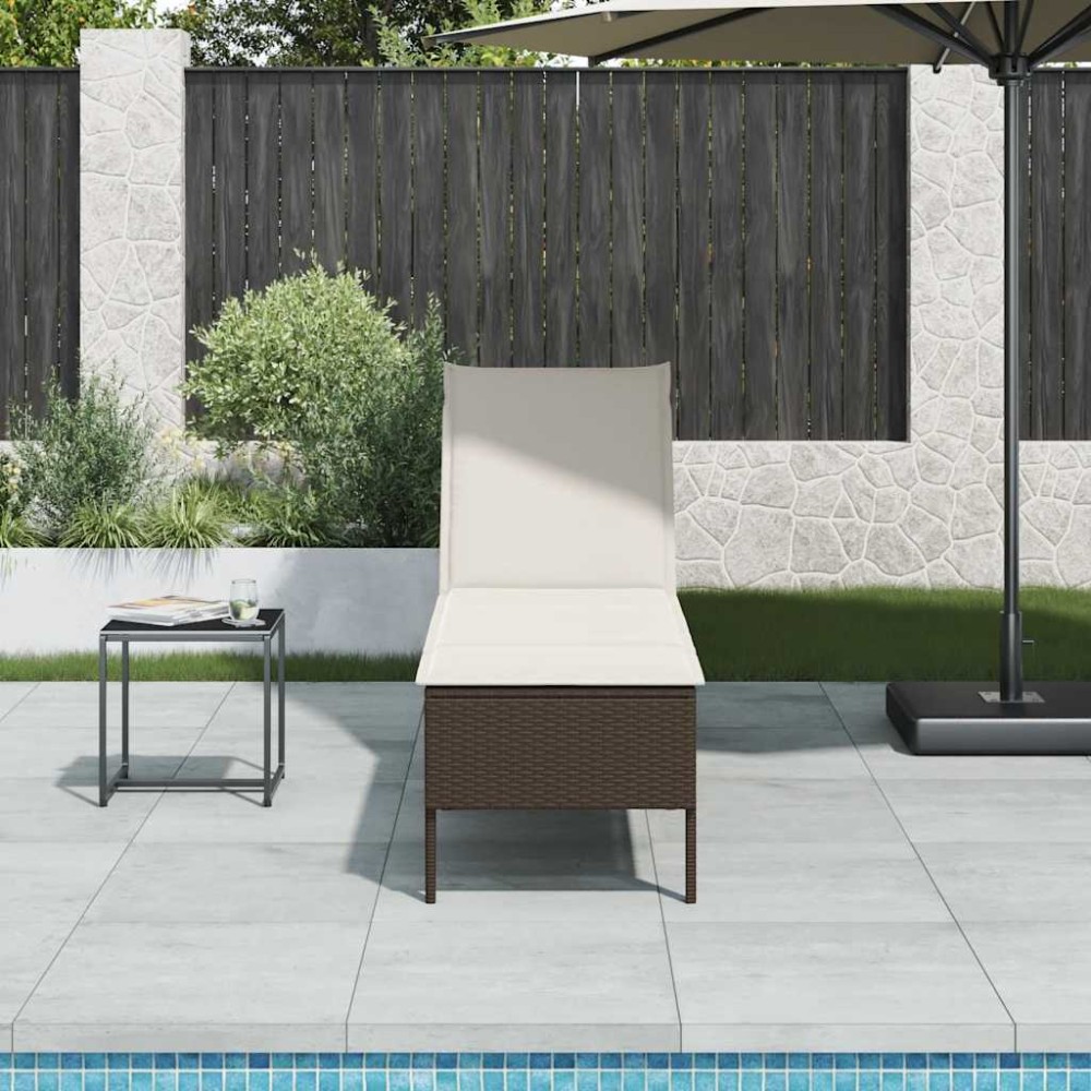 vidaXL Ξαπλώστρα με Μαξιλάρι Καφέ 55x200x44 εκ. από Συνθετικό Ρατάν