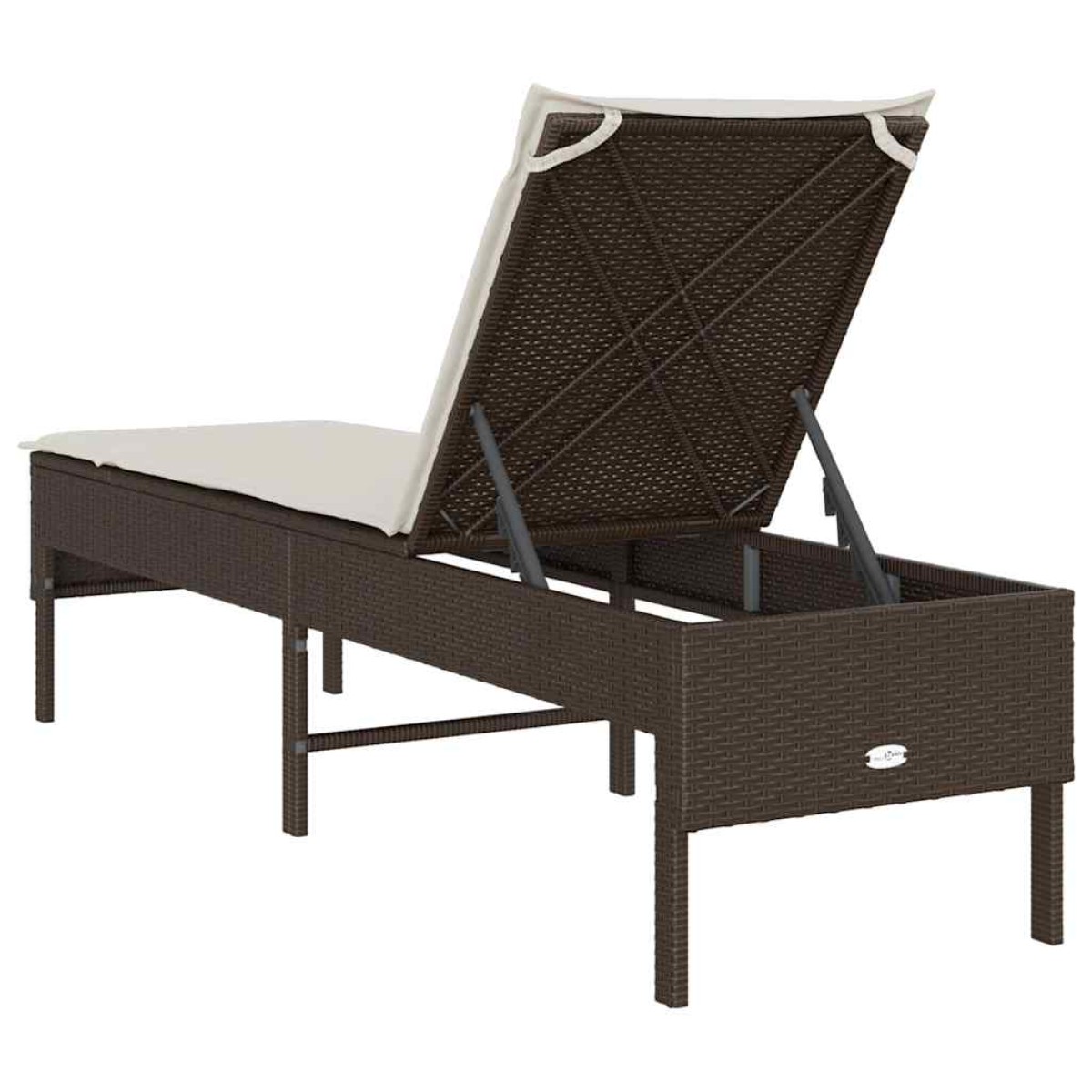 vidaXL Ξαπλώστρα με Μαξιλάρι Καφέ 55x200x44 εκ. από Συνθετικό Ρατάν