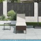 vidaXL Ξαπλώστρα με Μαξιλάρι Καφέ 55x200x44 εκ. από Συνθετικό Ρατάν