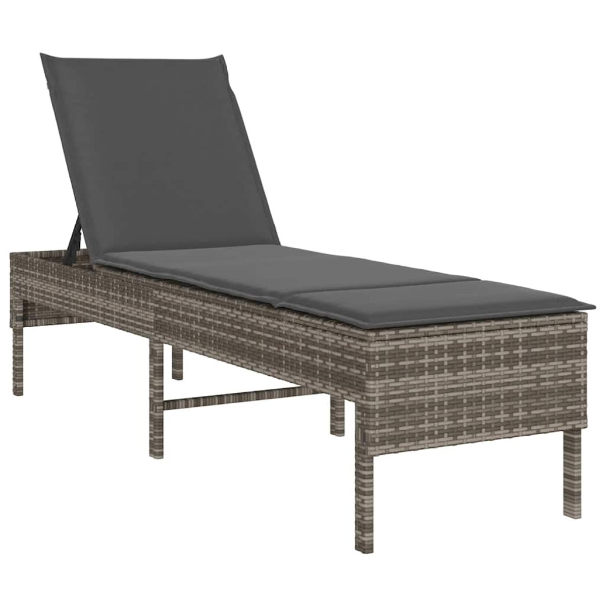 vidaXL Ξαπλώστρα με Μαξιλάρι Γκρι 55x200x44 εκ. από Συνθετικό Ρατάν