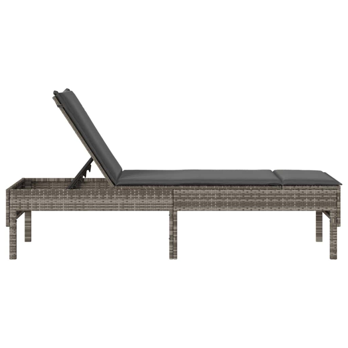 vidaXL Ξαπλώστρα με Μαξιλάρι Γκρι 55x200x44 εκ. από Συνθετικό Ρατάν