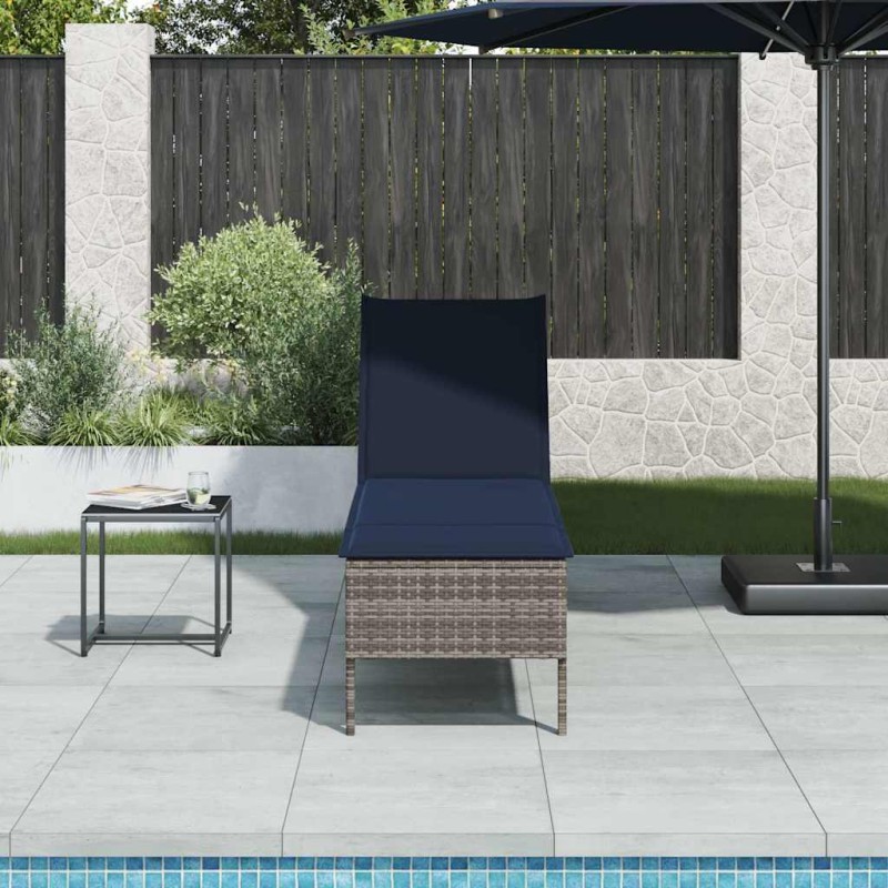 vidaXL Ξαπλώστρα με Μαξιλάρι Γκρι 55x200x44 εκ. από Συνθετικό Ρατάν