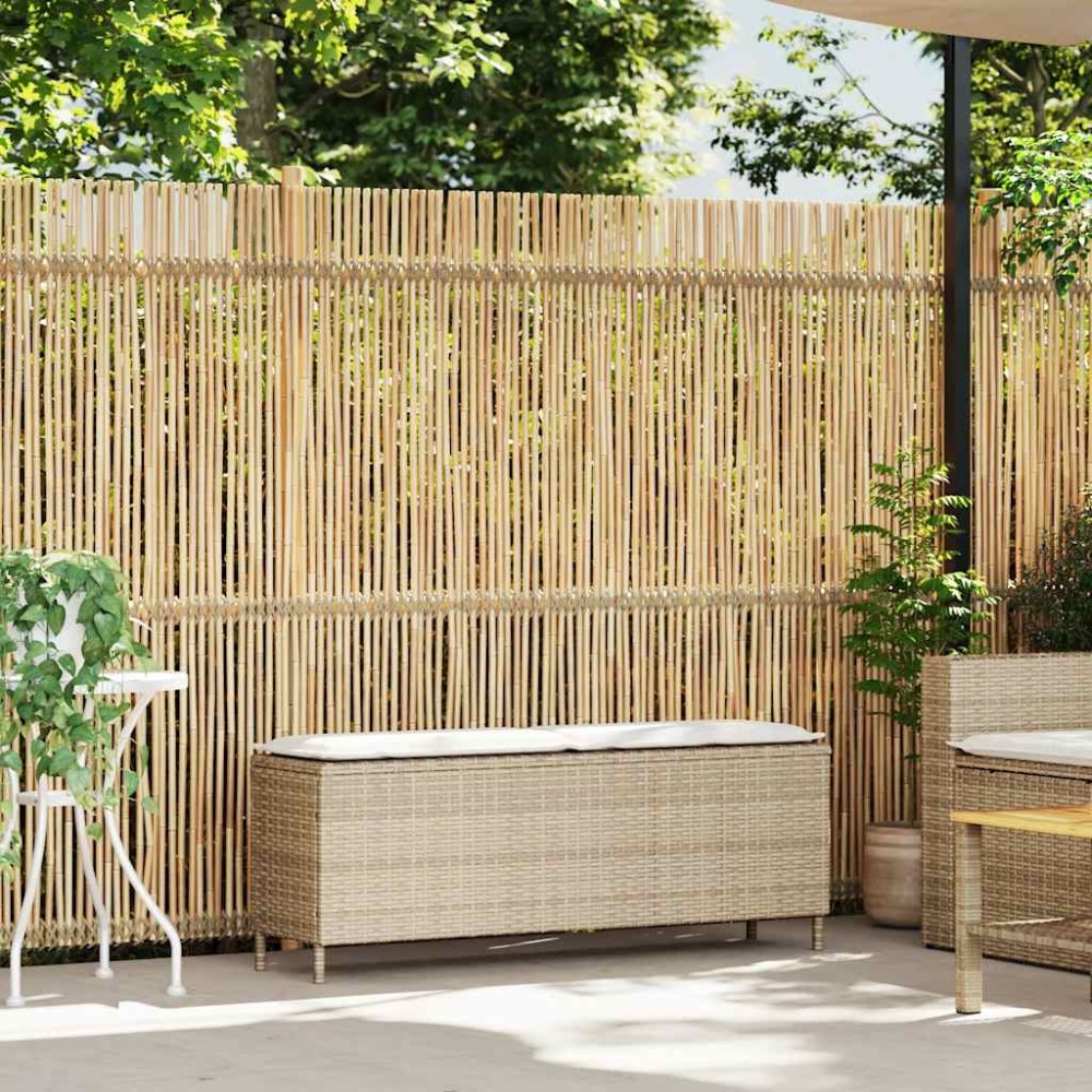 vidaXL Παγκάκι Κήπου με Μαξιλάρι Μπεζ 110x30x40,5 εκ. από Συνθετικό Ρατάν