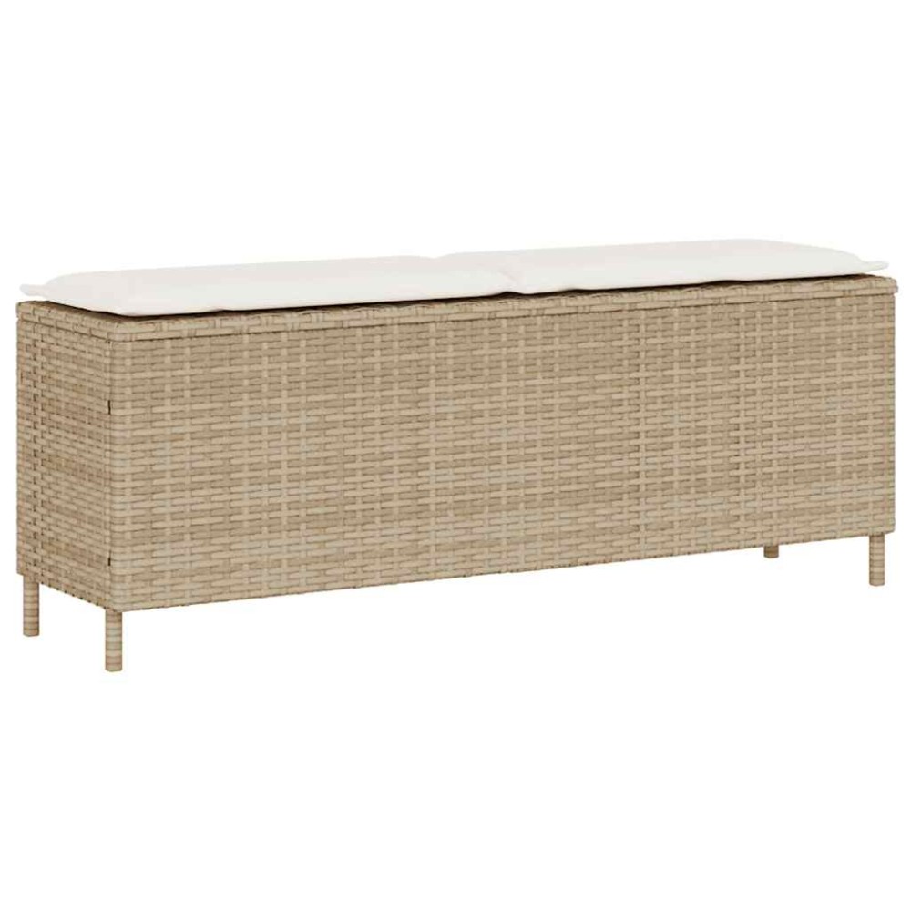 vidaXL Παγκάκι Κήπου με Μαξιλάρι Μπεζ 110x30x40,5 εκ. από Συνθετικό Ρατάν