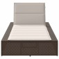 vidaXL Ξαπλώστρα με πλωτό μαξιλάρι Brown Poly Rattan