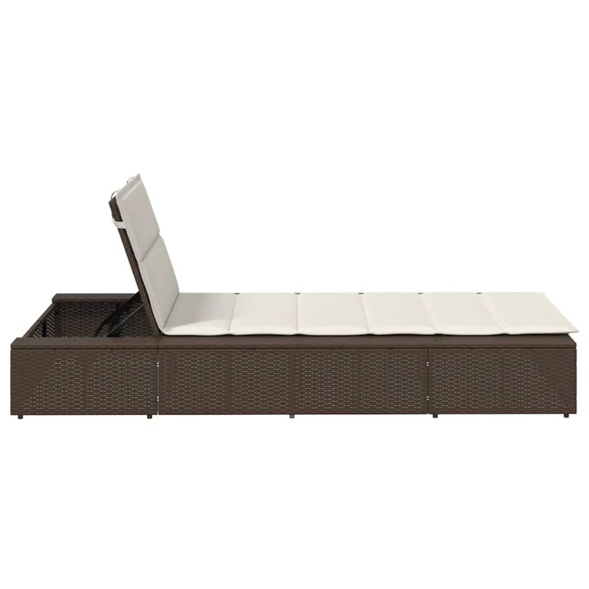 vidaXL Ξαπλώστρα με πλωτό μαξιλάρι Brown Poly Rattan