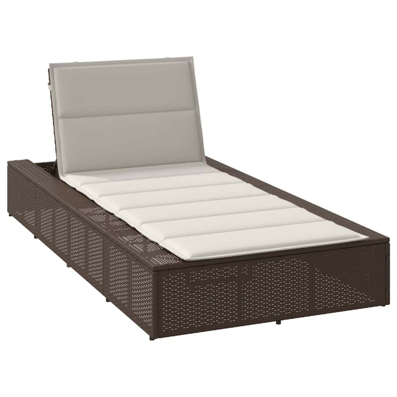 vidaXL Ξαπλώστρα με πλωτό μαξιλάρι Brown Poly Rattan