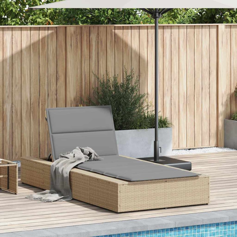vidaXL Ξαπλώστρα με αιωρούμενο μαξιλάρι Μπεζ Poly Rattan