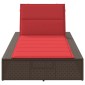 vidaXL Ξαπλώστρα με πλωτό μαξιλάρι Brown Poly Rattan