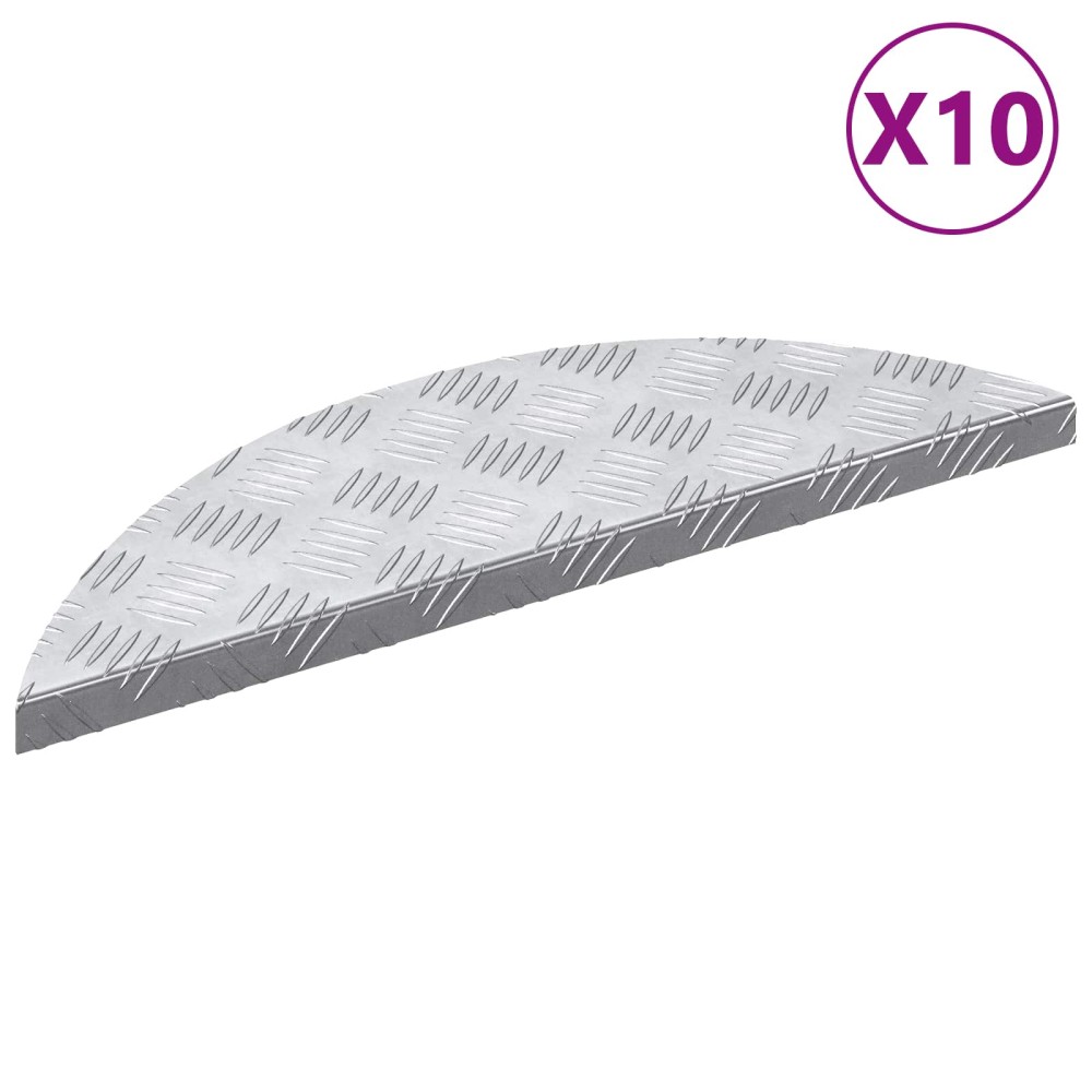 vidaXL Σκαλοπάτι 10 τμχ. 60 x 18 x 2,5 εκ. Ασημί Αλουμίνιο Ημισέληνος