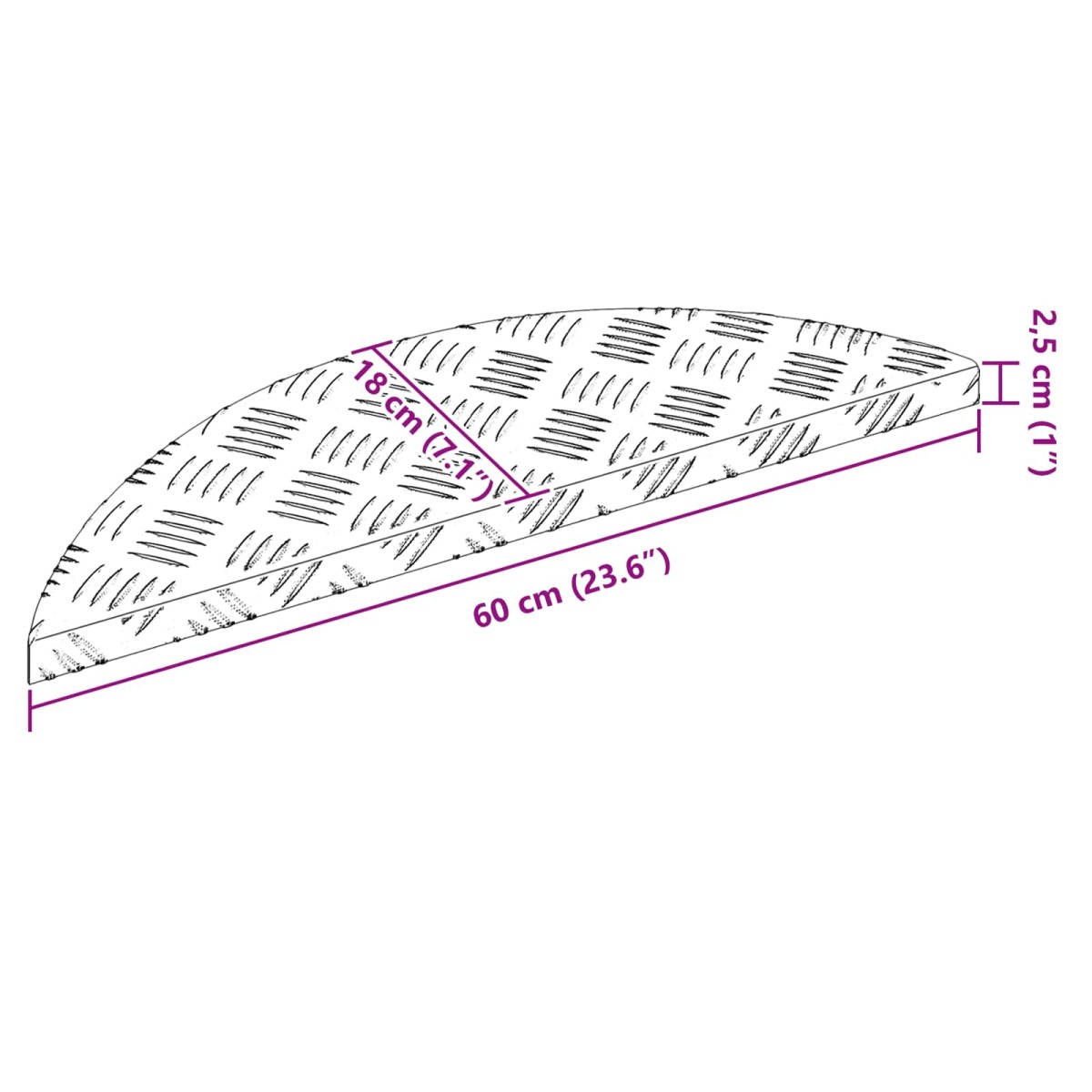 vidaXL Σκαλοπάτι 10 τμχ. 60 x 18 x 2,5 εκ. Ασημί Αλουμίνιο Ημισέληνος