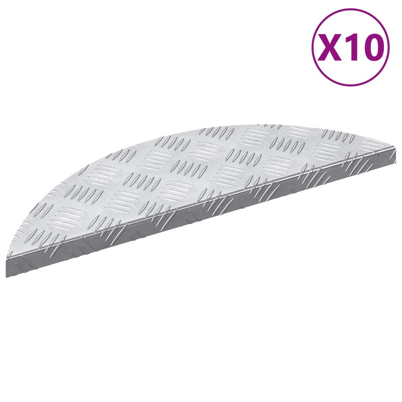 vidaXL Σκαλοπάτι 10 τμχ. 60 x 18 x 2,5 εκ. Ασημί Αλουμίνιο Ημισέληνος