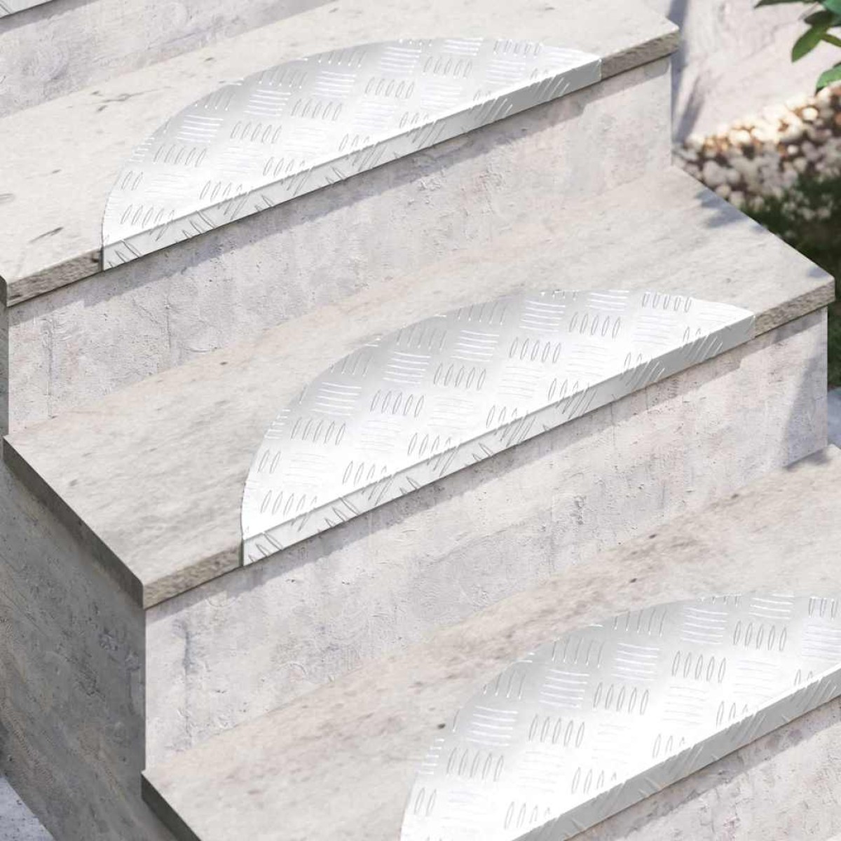 vidaXL Σκαλοπάτι 15 τμχ. 60 x 18 x 2,5 εκ. Ασημί Αλουμίνιο Ημισέληνος
