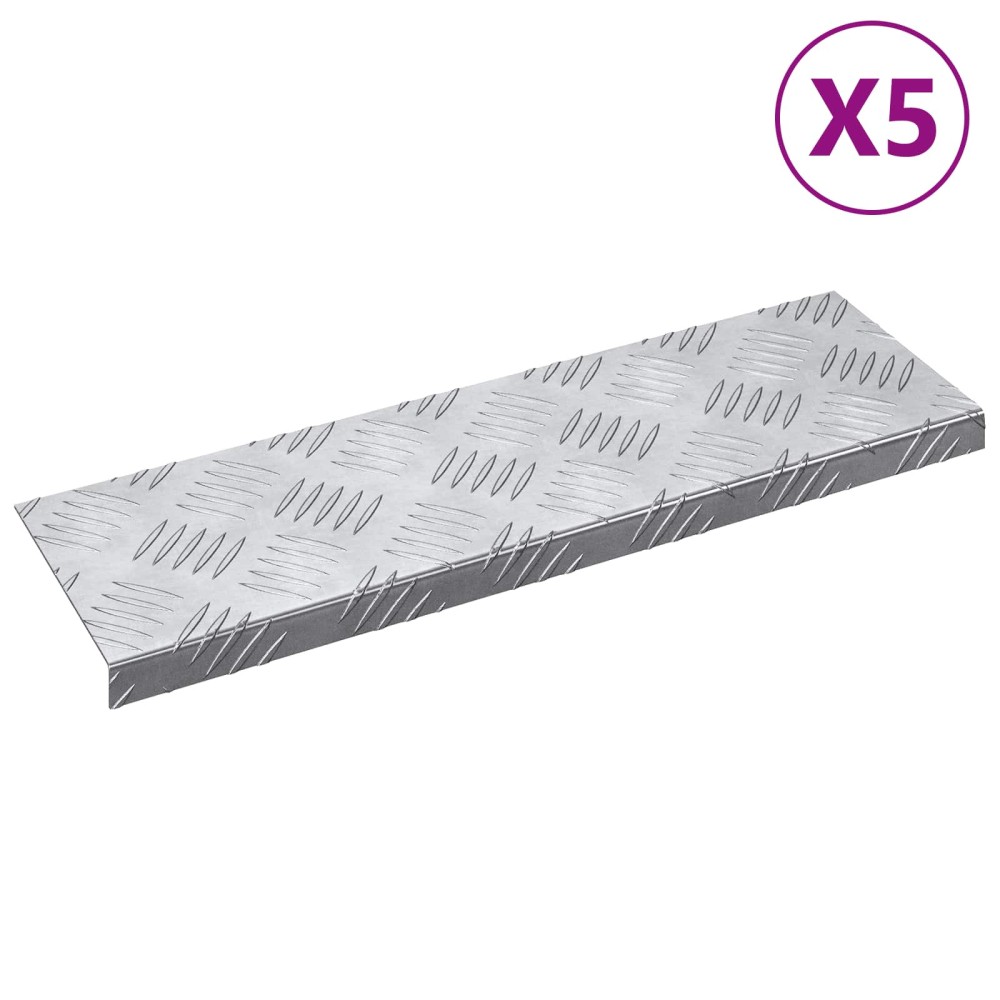 vidaXL Σκαλοπάτι 5 τμχ. 60 x 18 x 2,5 εκ. Ασημί Αλουμίνιο Ορθογώνιος