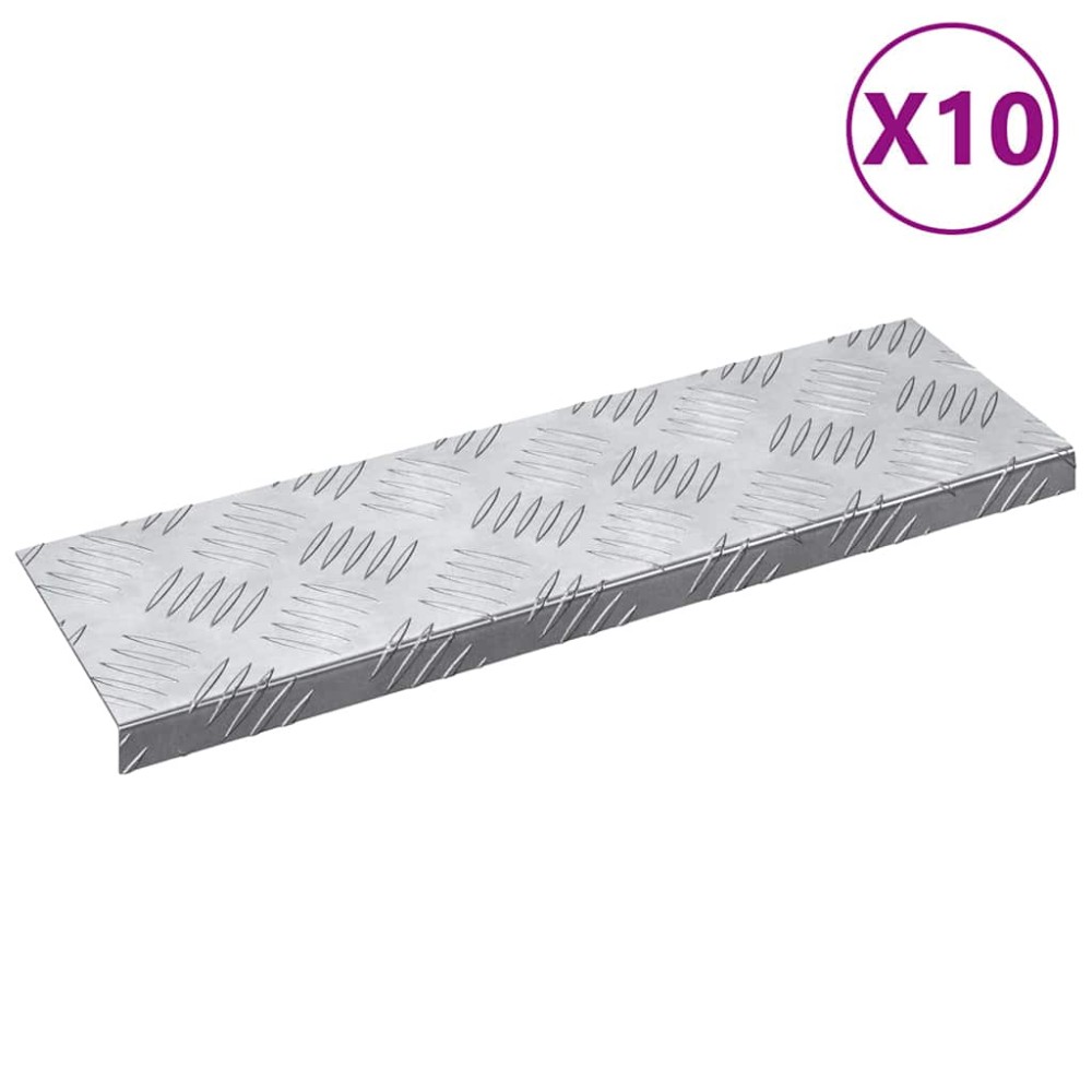 vidaXL Σκαλοπάτι 10 τμχ. 60 x 18 x 2,5 εκ. Ασημί Αλουμίνιο Ορθογώνιος