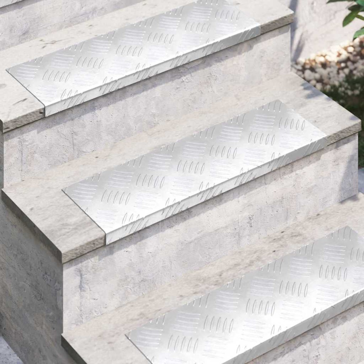 vidaXL Σκαλοπάτι 10 τμχ. 60 x 18 x 2,5 εκ. Ασημί Αλουμίνιο Ορθογώνιος