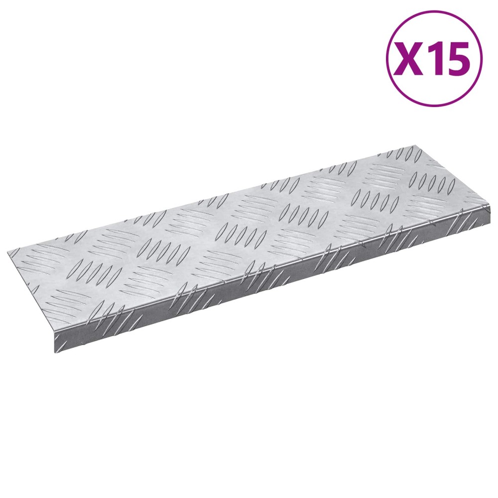 vidaXL Σκαλοπάτι 15 τμχ. 60 x 18 x 2,5 εκ. Ασημί Αλουμίνιο Ορθογώνιος