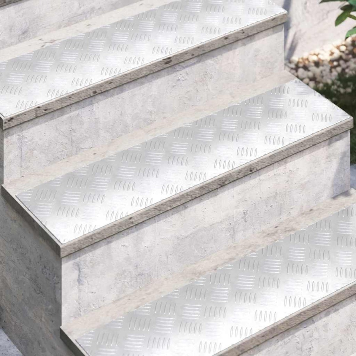 vidaXL Σκαλοπάτι 4 τμχ. 80 x 20 cm Ασημί Αλουμίνιο Ορθογώνιος