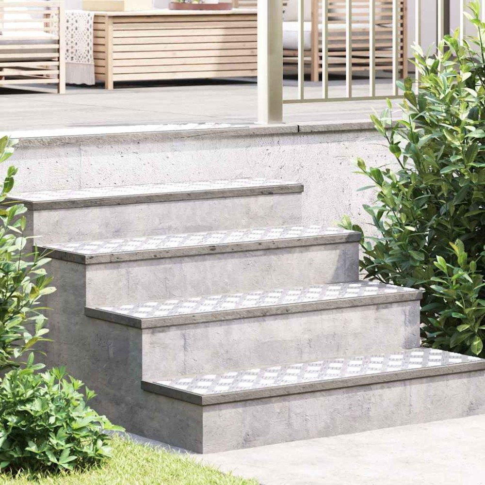 vidaXL Σκαλοπάτι 2 τμχ. 100 x 25 cm Ασημί Αλουμίνιο Ορθογώνιος
