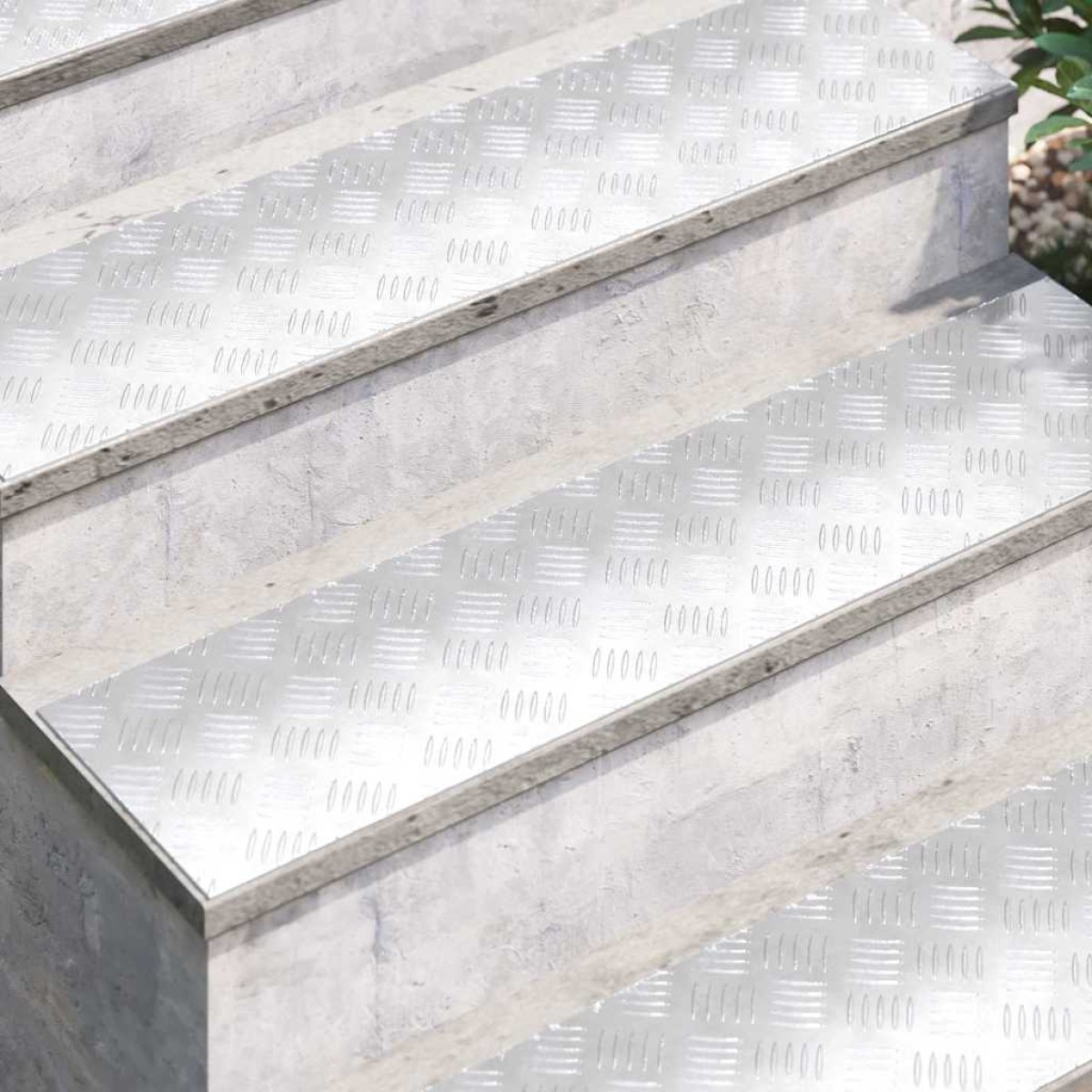 vidaXL Σκαλοπάτι 4 τμχ. 100 x 25 cm Ασημί Αλουμίνιο Ορθογώνιος
