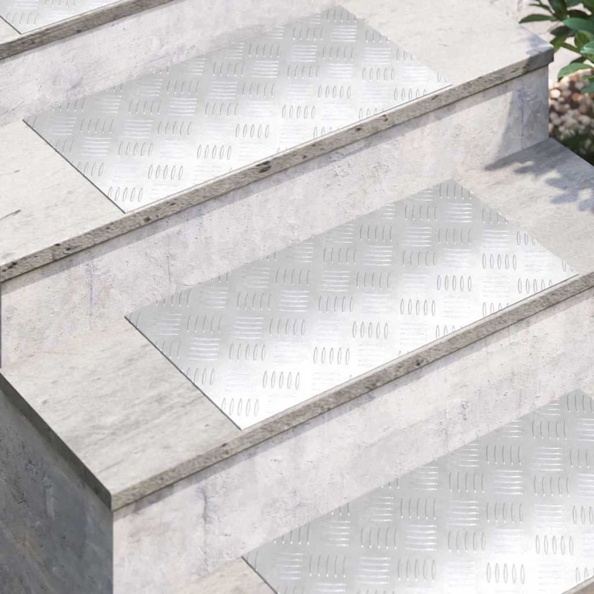 vidaXL Σκαλοπάτι 4 τμχ. 60 x 30 cm Ασημί Αλουμίνιο Ορθογώνιος