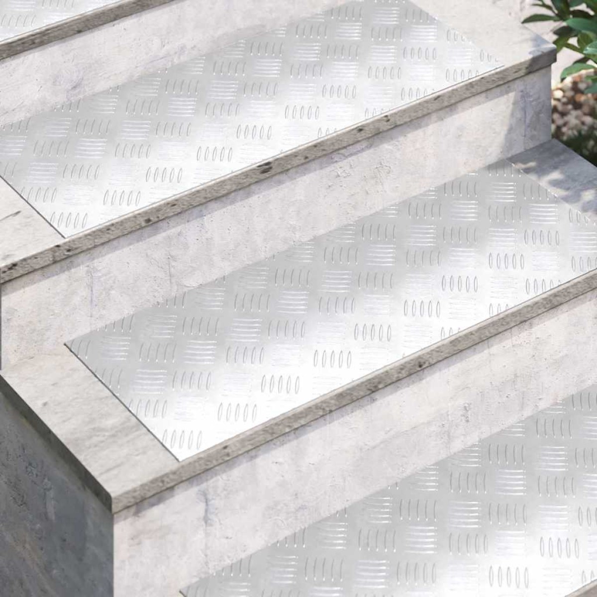 vidaXL Σκαλοπάτι 2 τμχ. 80 x 30 cm Ασημί Αλουμίνιο Ορθογώνιος