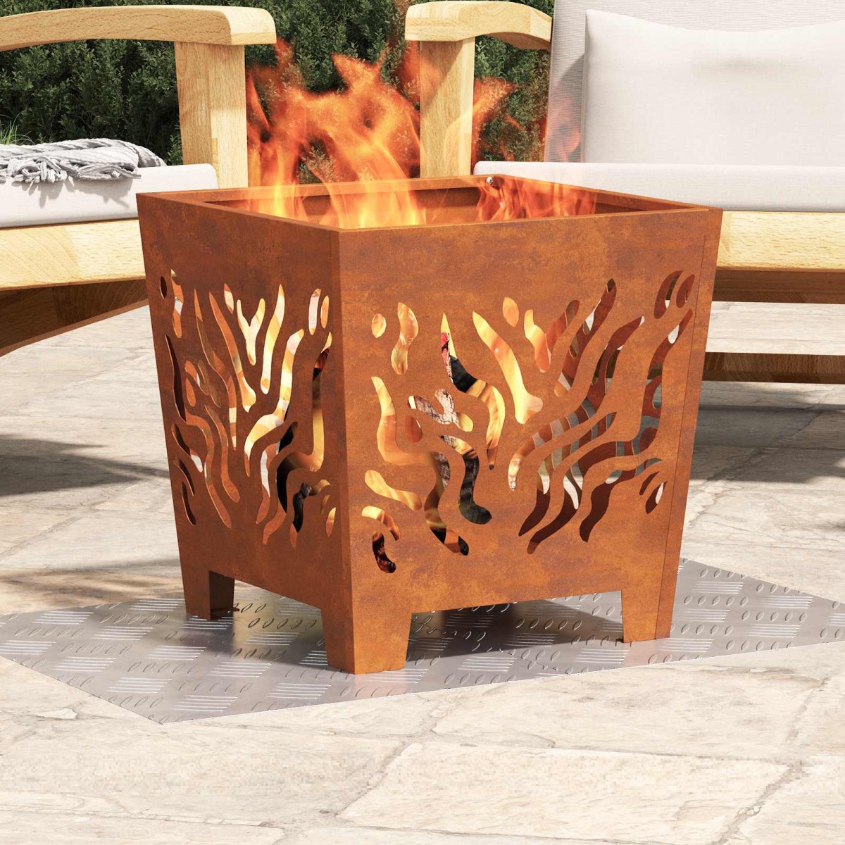 vidaXL Σκαλοπάτι 4 τμχ. 50 x 40 cm Ασημί Αλουμίνιο Ορθογώνιος