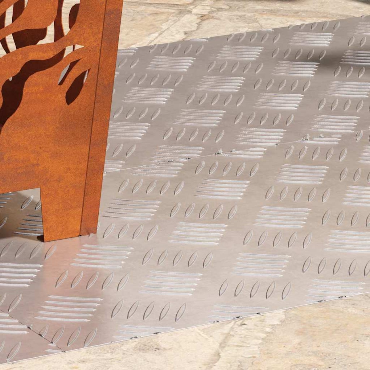 vidaXL Σκαλοπάτι 4 τμχ. 100 x 40 cm Ασημί Αλουμίνιο Ορθογώνιος