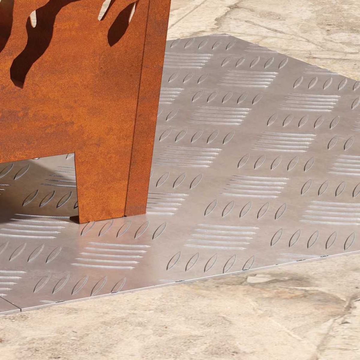 vidaXL Σκαλοπάτι 2 τμχ. 60 x 50 cm Ασημί Αλουμίνιο Ορθογώνιος