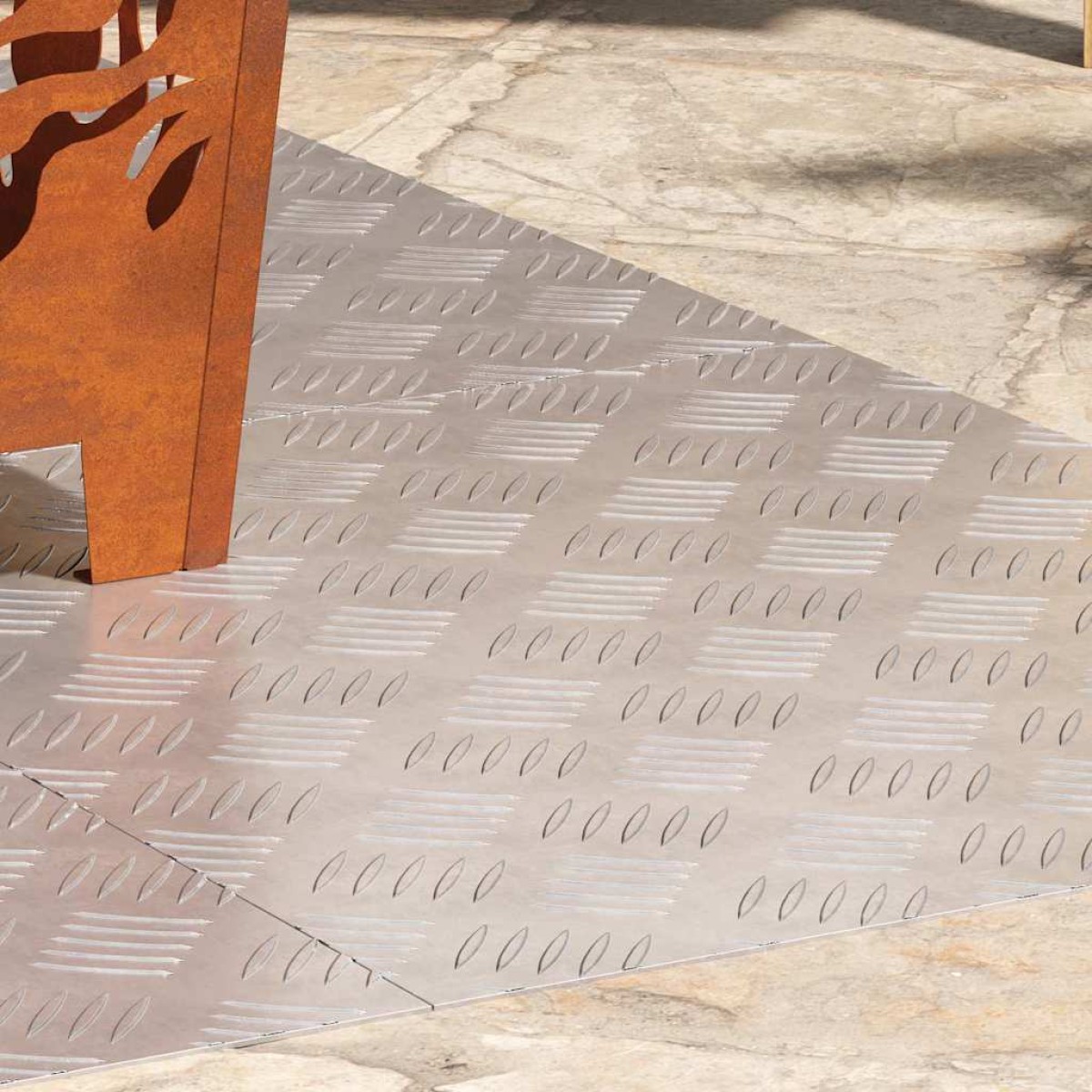 vidaXL Σκαλοπάτι 4 τμχ. 60 x 50 cm Ασημί Αλουμίνιο Ορθογώνιος