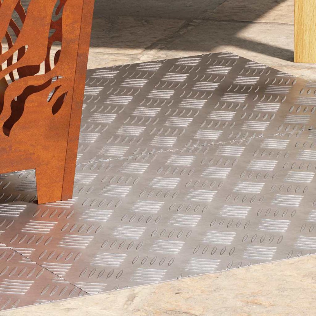 vidaXL Σκαλοπάτι 4 τμχ. 80 x 50 cm Ασημί Αλουμίνιο Ορθογώνιος