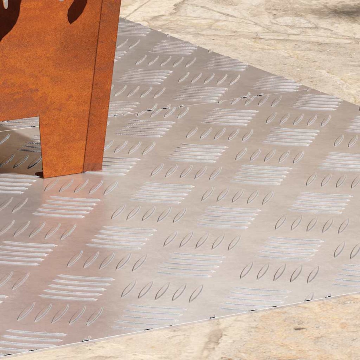 vidaXL Σκαλοπάτι 2 τμχ. 90 x 50 cm Ασημί Αλουμίνιο Ορθογώνιος