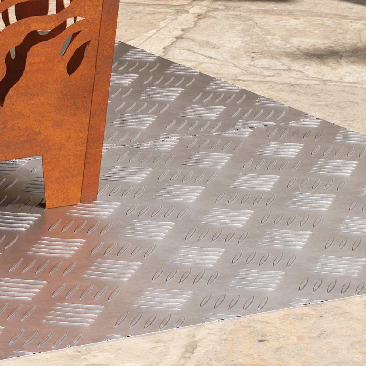 vidaXL Σκαλοπάτι 2 τμχ. 100 x 50 cm Ασημί Αλουμίνιο Ορθογώνιος